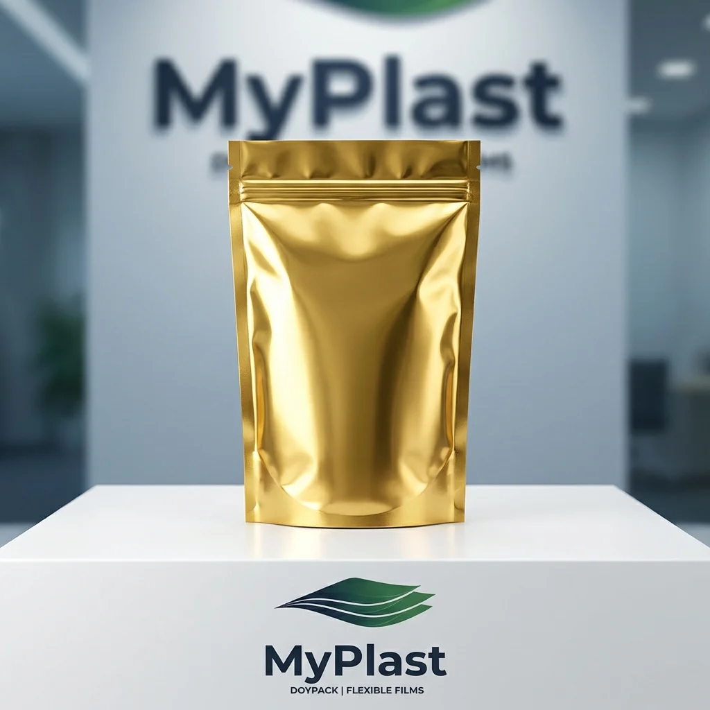 Glossy Aluminum Doypack - Glossy PET + ALU + PE packaging, MOQ 1,000 pcs, fast stock delivery - MyPlast