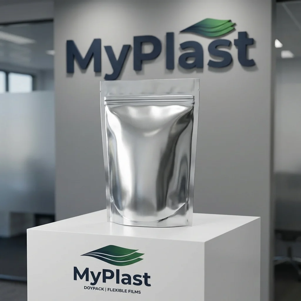 Glossy No-Zip Flat Bottom - Glossy PET + ALU + PE packaging, MOQ 500 pcs, fast stock delivery - MyPlast