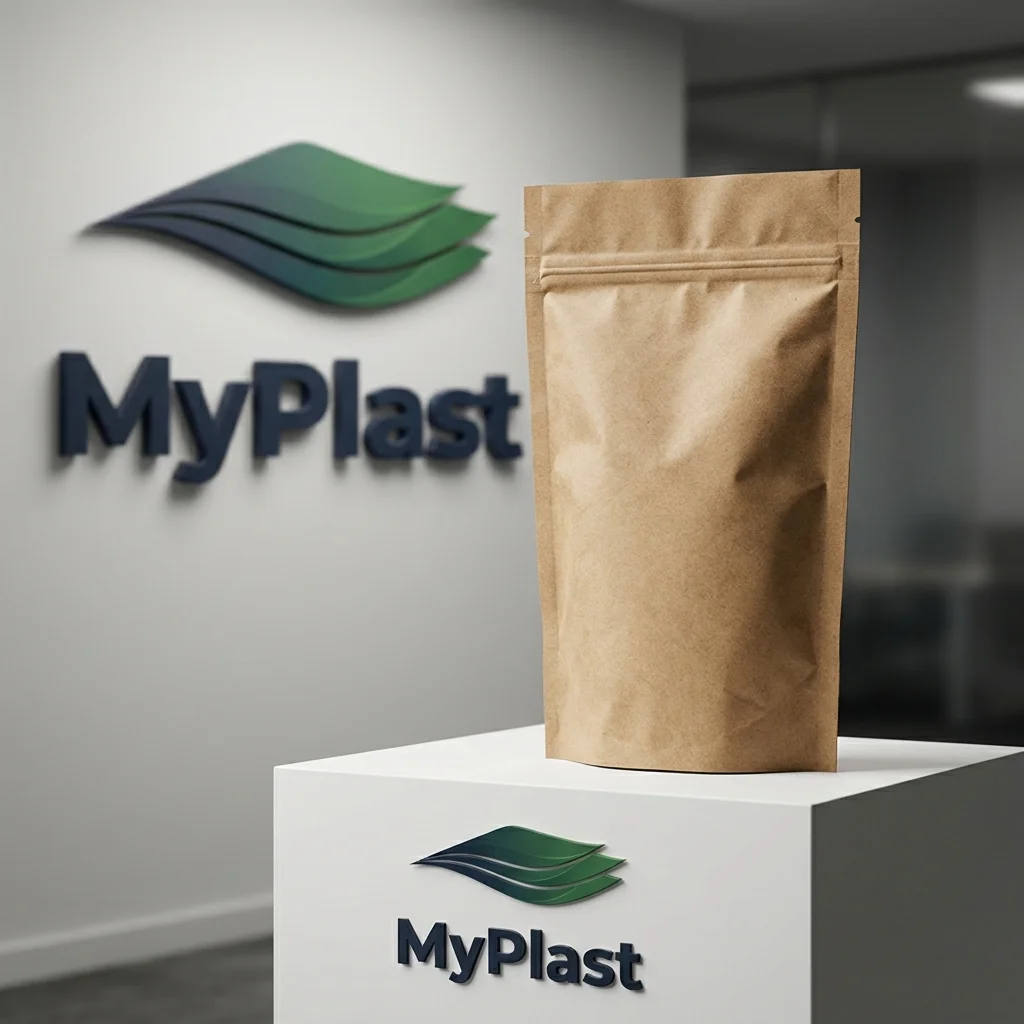 Kraft Metalized Flat Bottom - Kraft Kraft + METPET + PE packaging, MOQ 500 pcs, fast stock delivery - MyPlast