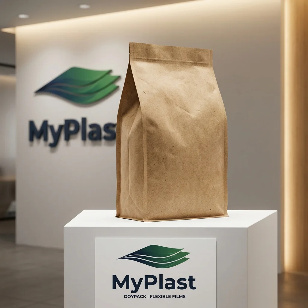 Kraft Aluminum Gusseted Bag Kraft - Stock Delivery Kraft Aluminum Gusseted Bag - Kraft Kraft + ALU + PE packaging, MOQ 500 pcs, fast stock delivery - MyPlast